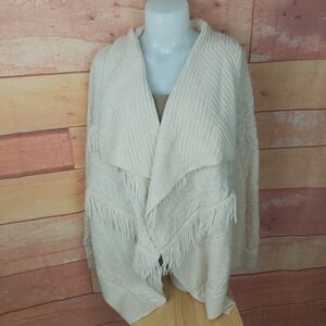 H&m knitted cardigan open front with franges size medium